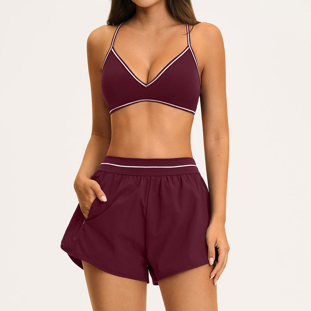 new yoga outfit: high-waisted peach lift, color block, push-up, and beautiful back design - activewear set 9615