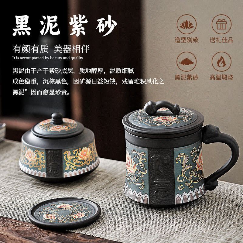 High-end zisha tea set - premium business gift, kung fu tea ceremony gift box, complete teapot and teacup set, light luxury style