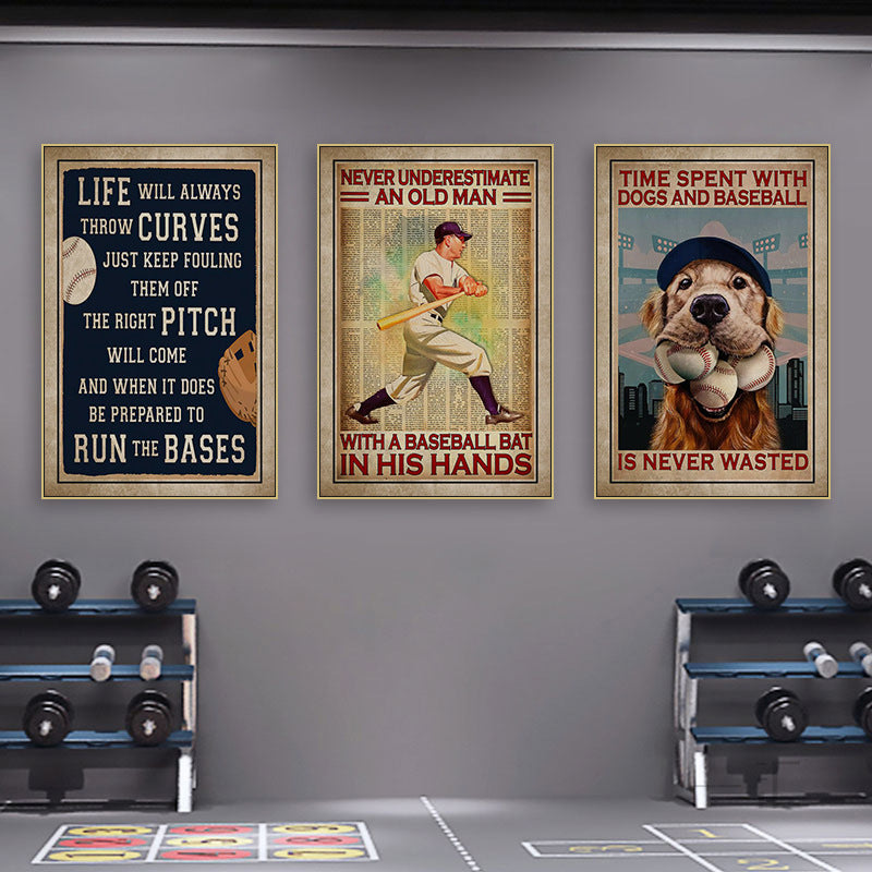 American retro baseball poster decorative painting gym gym hanging painting inspirational sports theme bar mural