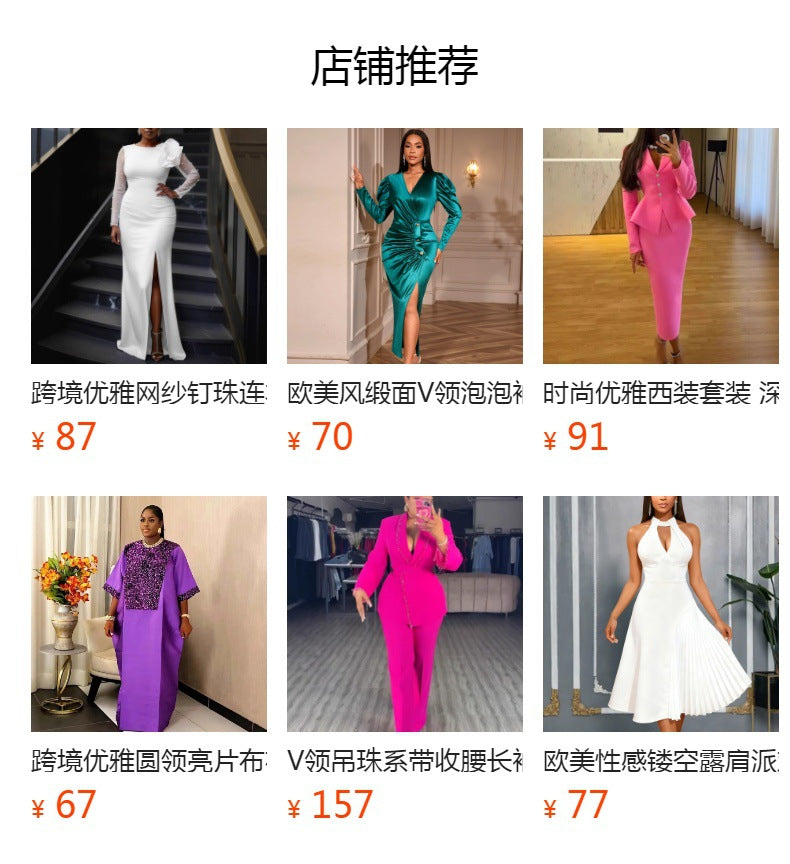 retrov necksatin mid-sleeve dress stereo flower waist slit evening party dress dress