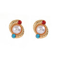 Wholesale pearl stud earrings for women - european and american fashion, statement earrings with a high-end feel, geometric irregular flower and heart earrings for women