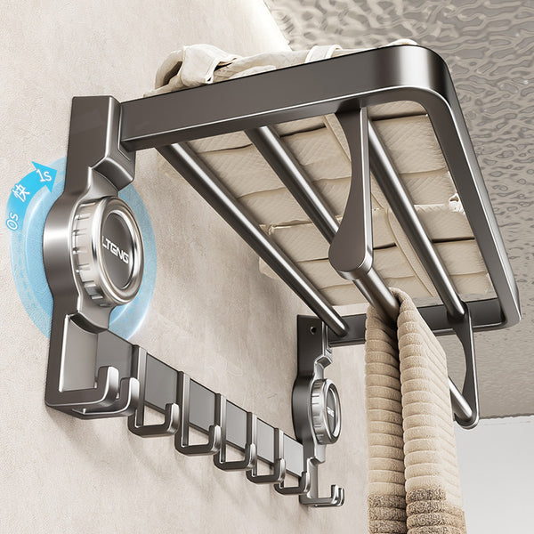 Suction cup foldable bath towel rack multi-functional non-punching toilet rack bathroom wall hanging towel storage