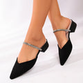 Pointed toe cross-border plus size medium heel slippers outwear  summer new arrival suede elegant toe-cap half slippers for women wholesale