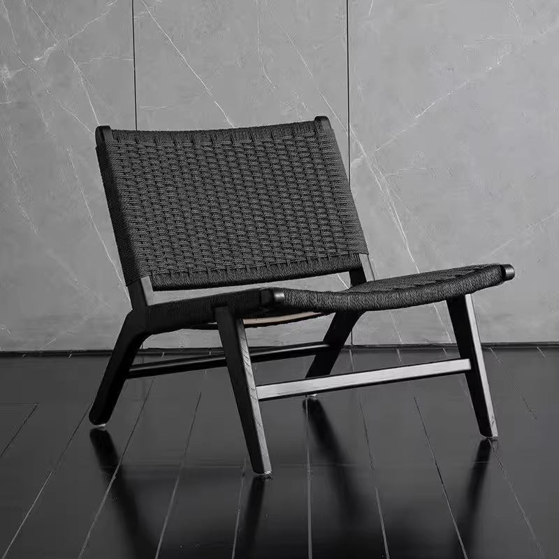 Scandinavian solid wood rope lounge chair single sofa chair b&b hotel lazy chair balcony casual saddle chair reading chair