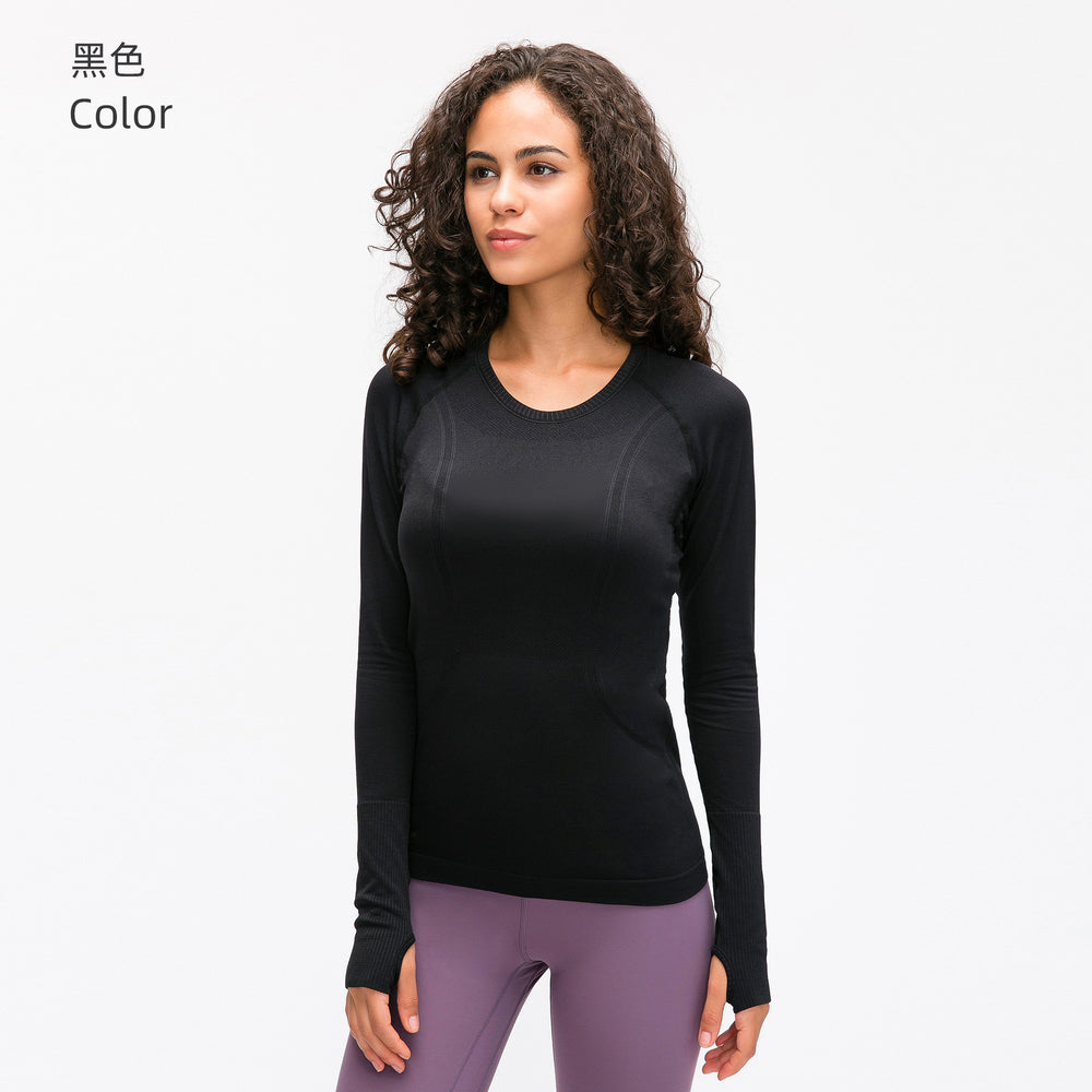 D19083: diqian apparel new seamless yoga top - women's long sleeve activewear for running, comfort, breathability, and fitness
