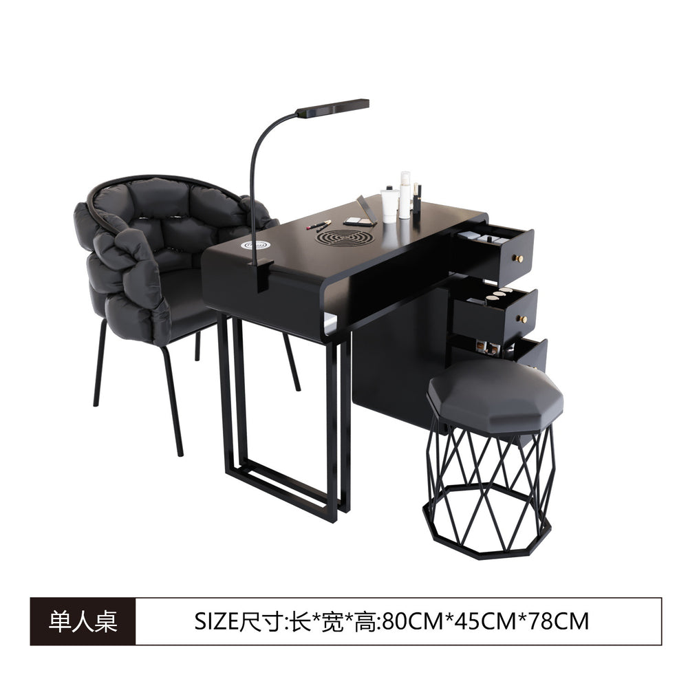 New arrival: extra-wide 45 turbine engraved grade vacuum marble & porcelain surface multifunctional minimalist nail table and chair set