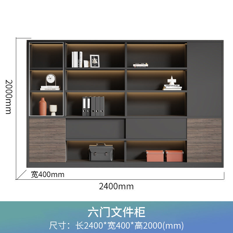 Wooden office file cabinet, executive bookcase, background cabinet, document storage cabinet, minimalist modern glass door cabinet