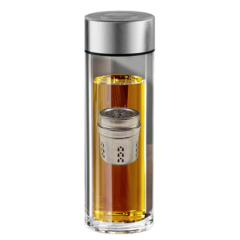 Pure titanium magnetic tea cup gift box double-layer glass tea water separation cup car water cup for home gift cup