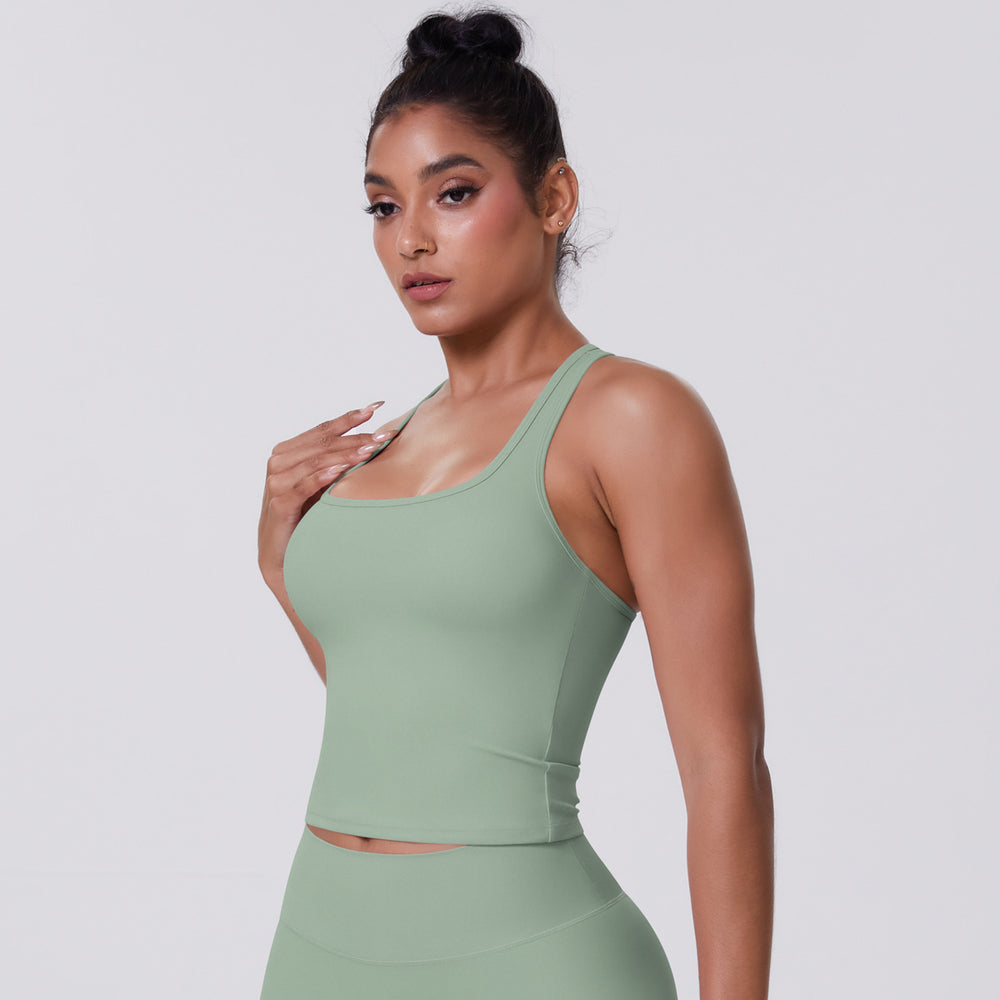 Cloud-feel brushed racerback tank top for women, quick-drying, outdoor casual running fitness top, yoga wear