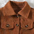 Girls' fashionable and elegant two-piece set: faux pocket notch lapel corduroy long-sleeve jacket + fluffy mesh skirt with vest