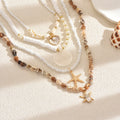 Wholesale beach necklace - european & american style - cross-border e-commerce - beach vacation - starfish, shell, pearl choker - layered beaded clavicle chain for women