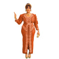 supply, hot-selling in africa, v-neck, hot diamond beads, bubble mesh sleeves, waist-length skirt, slit dress