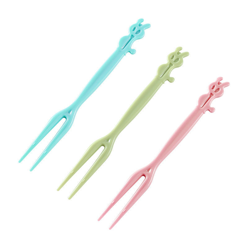 Fruit fork set - disposable plastic two-pronged fruit picks for home use - perfect for fruit, cakes, desserts, and snacks