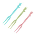 Fruit fork set - disposable plastic two-pronged fruit picks for home use - perfect for fruit, cakes, desserts, and snacks