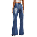 cross-border foreign trade independent station  new arrivaleasiest for match mid-waist washed micro-flared denim pants casual pants for women