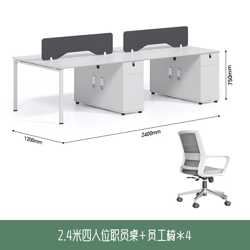 Office desk and chair set - minimalist office workstation for 2-4 people - partitioned desk for finance, office furniture
