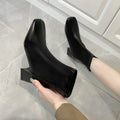 Martin boots women's 2024 new women's boots winter fashion square toe back zipper short boots women's thick heel mid heel boots women