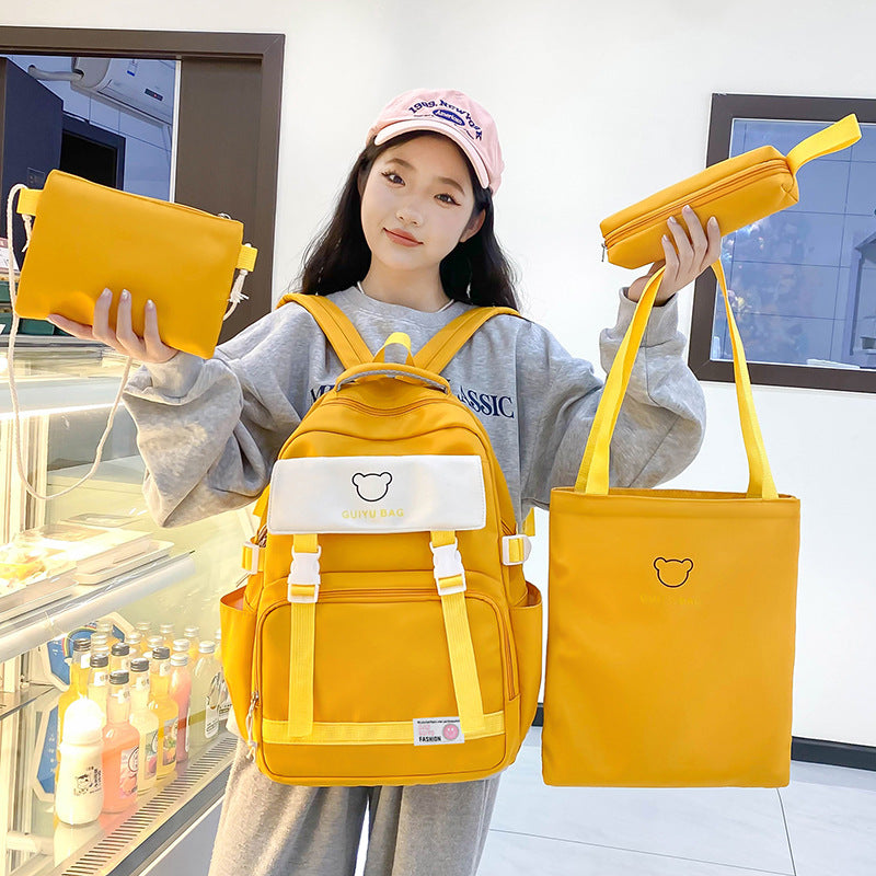 New large-capacity backpack for junior and high school students, foreign style Korean version, trendy backpack, light and casual student schoolbag