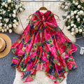 French chic floral blouse with bow detail - women's fashionable, unique, and flattering loose-fit top