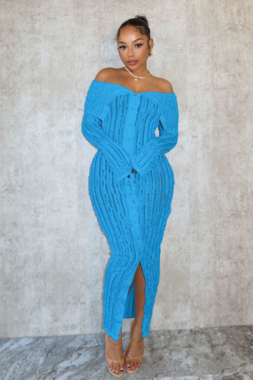 European and american style spring/summer new sexy one-shoulder collar bodycon dress with unique wave pattern long sleeve design