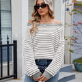 fashionexport women's clothing  new arrivalelegant one-piece collar knitting shirt sweaterstripescontrast colortops