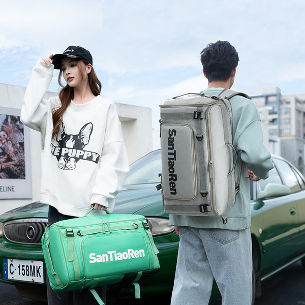 Cross-border travel bag can be inserted, skis, hidden straps, backpack, large capacity, wet and dry separation, anti-splashing fitness bag.