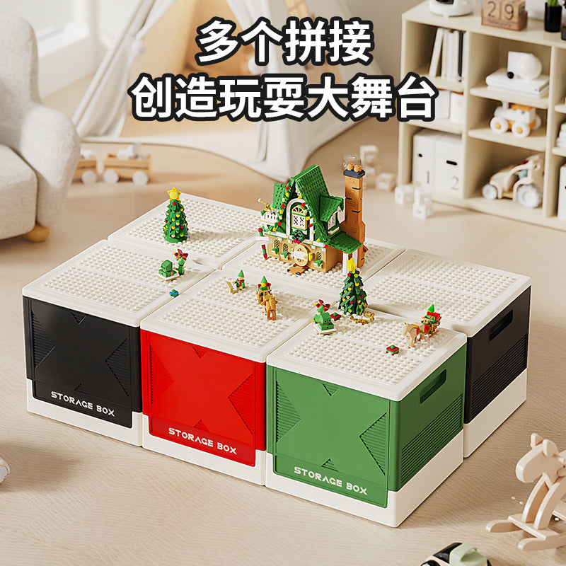 Installation-free Cartoon Lego Storage Box Large Capacity Storage Flip Foldable Clothing Toys Snacks Organizing Box