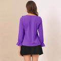Amazon fashion ruffles chiffon long sleevesshirt women's  spring new arrival pure desire v necktops women
