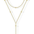 Stainless steel starburst multi-layer beaded y-necklace - adjustable fashion necklace for everyday wear, perfect gift for her