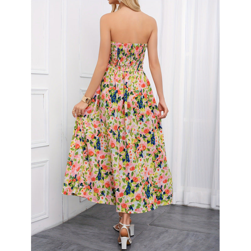 listing: new  women's elegant bandeau date night printed dress