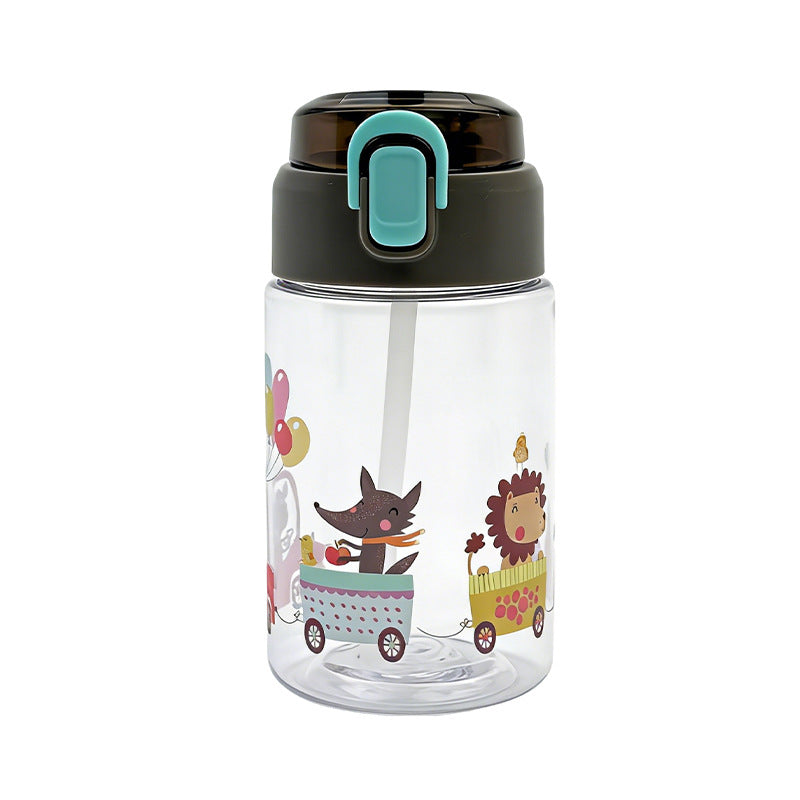 Cute printed kids' water bottle - portable, drop-proof, cartoon plastic cup - stylish and adorable sports tumbler