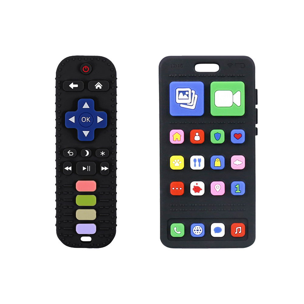 Cross-border silicone mobile phone toothpaste baby anti-eating hand grinding stick soothing toy biting le toothpaste baby food grade