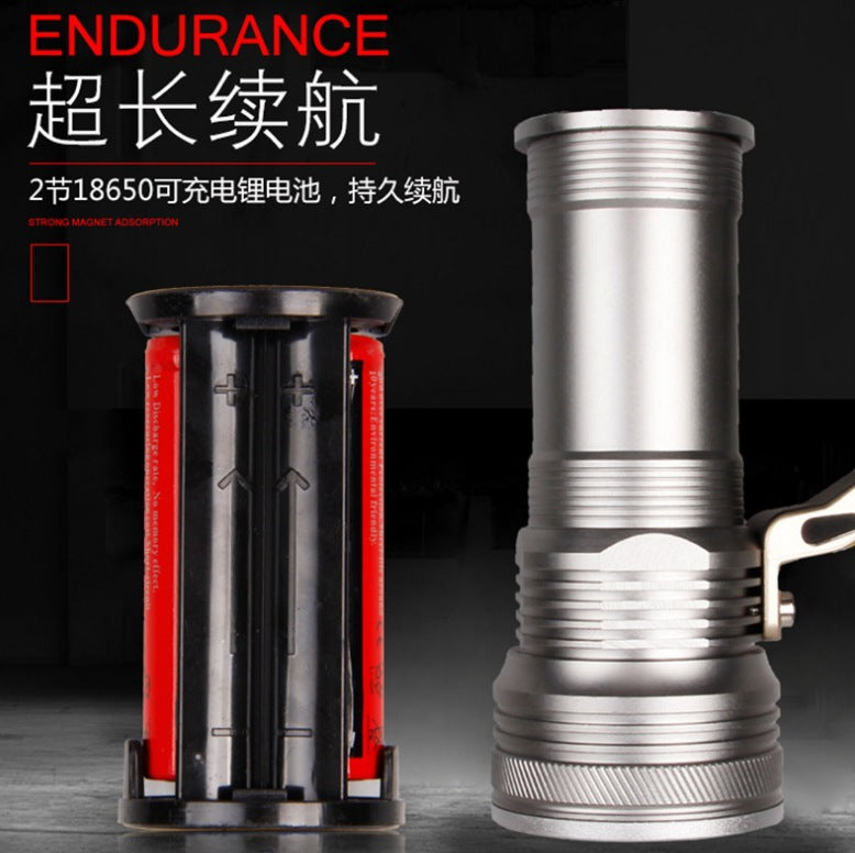 DC direct charging portable flashlight strong light remote USB charging searchlight LED strong light mobile phone power supply charging portable light