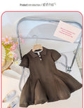Girls' summer dress - preppy korean style,  new arrival, stylish short-sleeve turn-down collar fashion dress, casual
