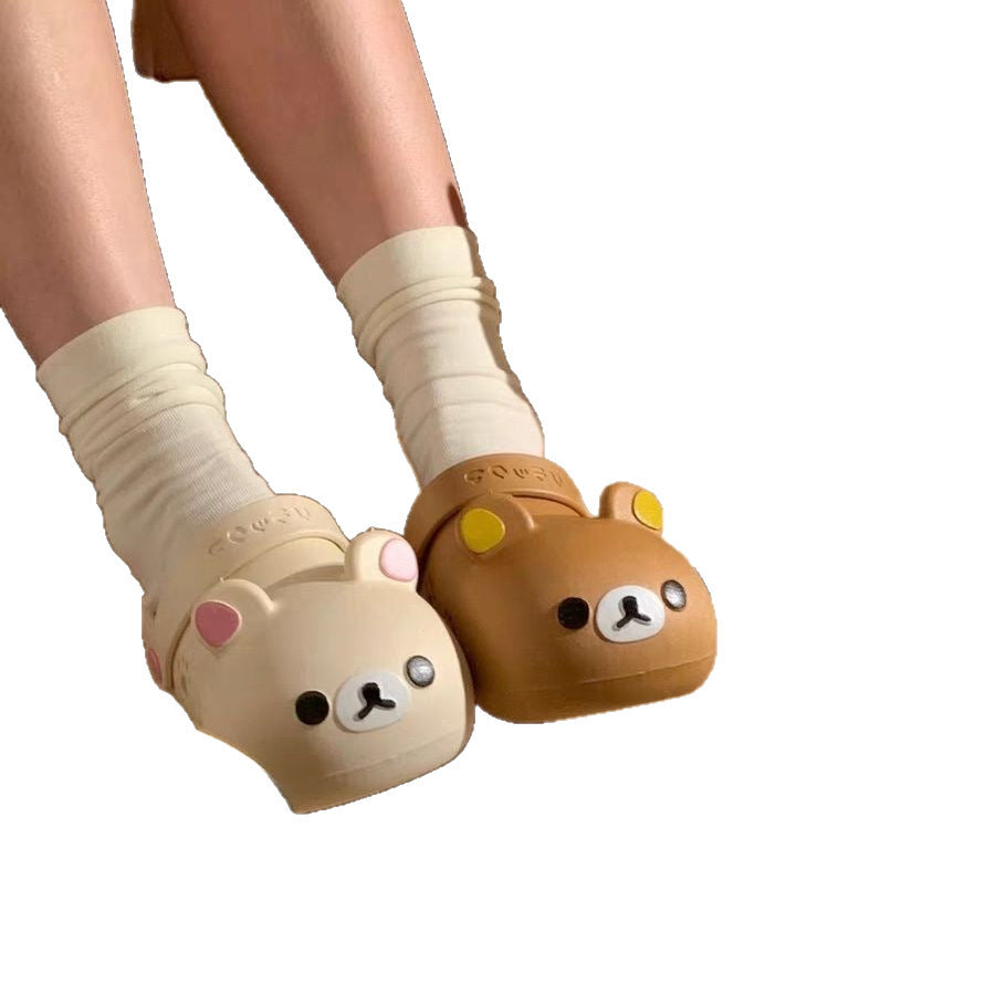 2025 japanese cartoon rilakkuma clogs women's summer outdoor beach shoes cartoon cute parent-child bear slippers