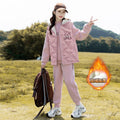 Girls' fall/winter hooded three-piece set, big girls' cotton-padded outfit,  new stylish children's winter clothes, thickened cotton-padded jacket