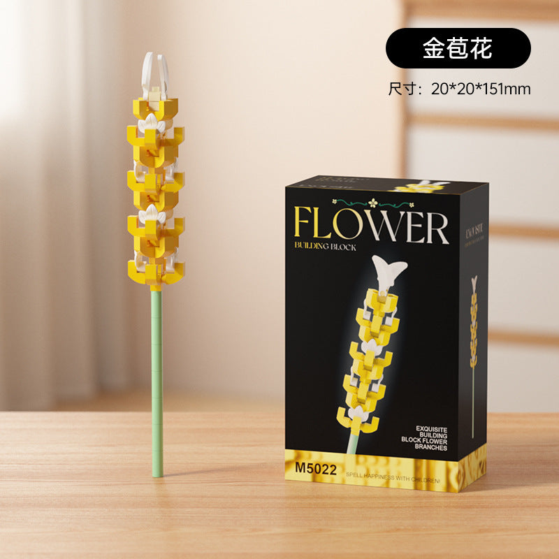artificial bouquet single preserved flower desktop decoration toy rose flower assemble building block insert toy