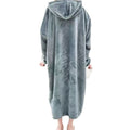 pajamas for women, autumn and winter flannel long nightgown, foreign trade hooded bathrobe,  hot style, one piece dropshipping