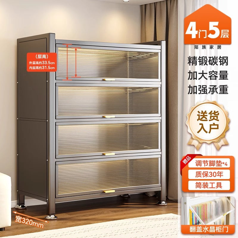 Steel dust-proof bookcase for home door multi-layer entrance cabinet large-capacity storage cabinet entrance flip-up door multi-layer storage