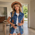 European and american cross-border foreign trade women's clothing  independent station washed button color matching slimming lookeasiest for match denim vest