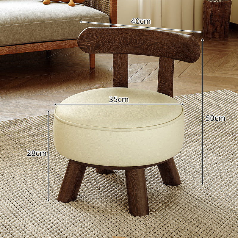 Cream wind small stool solid wood high stool living room small bench sofa stool low stool makeup stool home door shoe changing stool