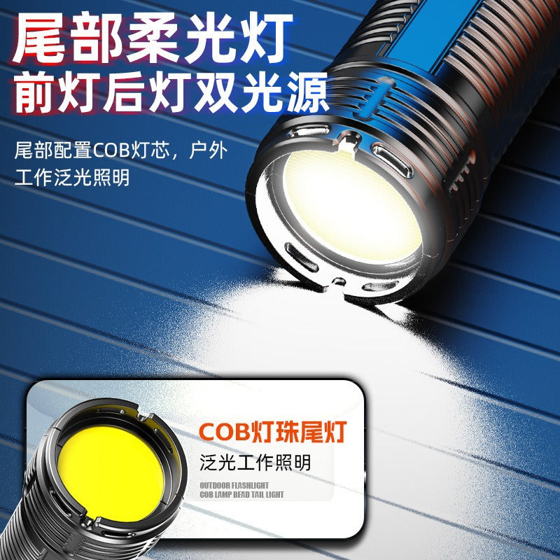 Cross-border new flashlight, strong light, convenient charging, super bright long-distance laser cannon, outdoor zoom white laser flashlight