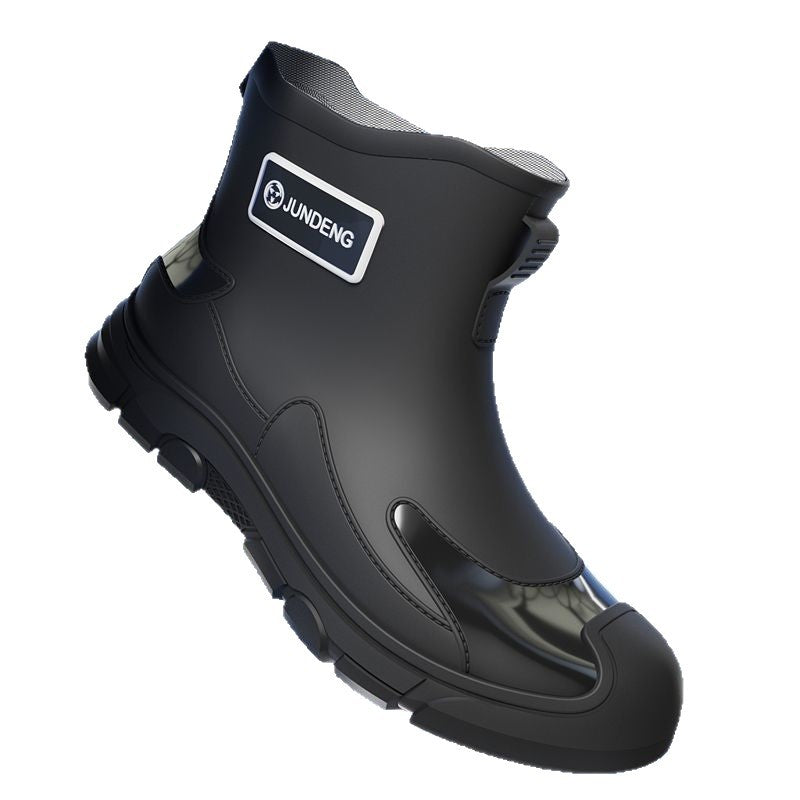 Short fashionmen's abrasion resistant kitchen fishing rain boots men's waterproof rain shoes non-slip work site rubber shoes heattech
