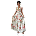 Women's new summer french chic floral print v-neck sleeveless maxi dress - perfect for dates
