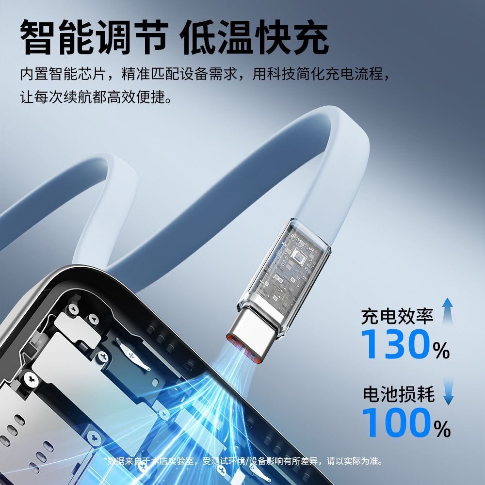 240w silicone 2-in-1 flat cable super fast charging data cable, compatible with apple 17 and huawei mobile phones