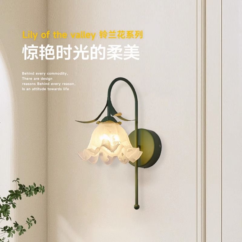 Rattan flower wall lamp nordic french cream lamp bright daily hook light aisle decorative wall lamp