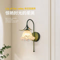 Rattan flower wall lamp nordic french cream lamp bright daily hook light aisle decorative wall lamp