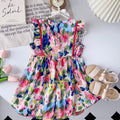 Summer girls' sleeveless floral print sundress - new, stylish princess dress for cross-border e-commerce