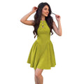 Women's summer new arrival: elegant and romantic solid color round neck bow hollow-out cinched waist a-line sleeveless mini dress