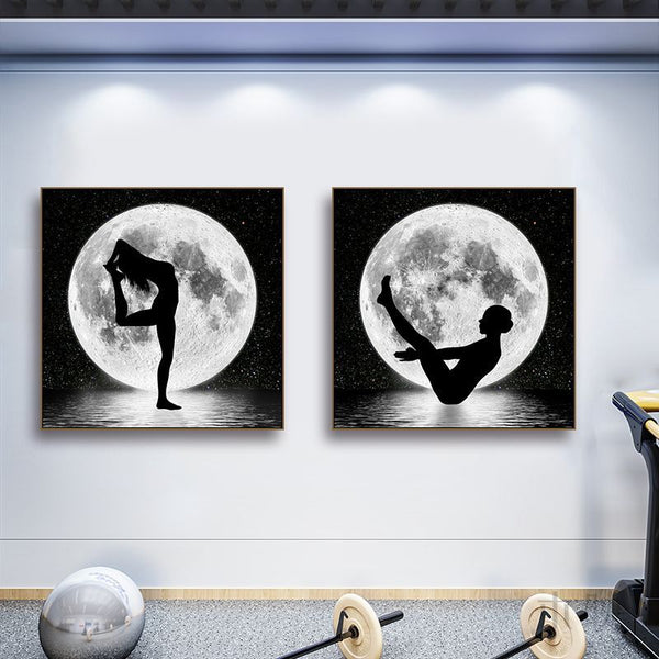 Yoga studio creative planet light and shadow hanging painting gym Pilates training room wall shaping action decorative painting